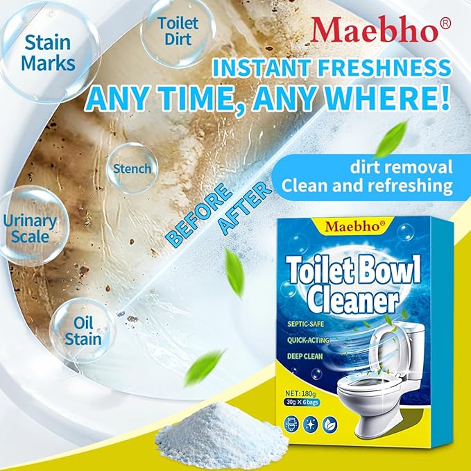 2025 New Toilet Cleaner - Includes 12ct Automatic Toilet Bowl Cleaner Tablets and 6pack Self Activating Cleaning Powder