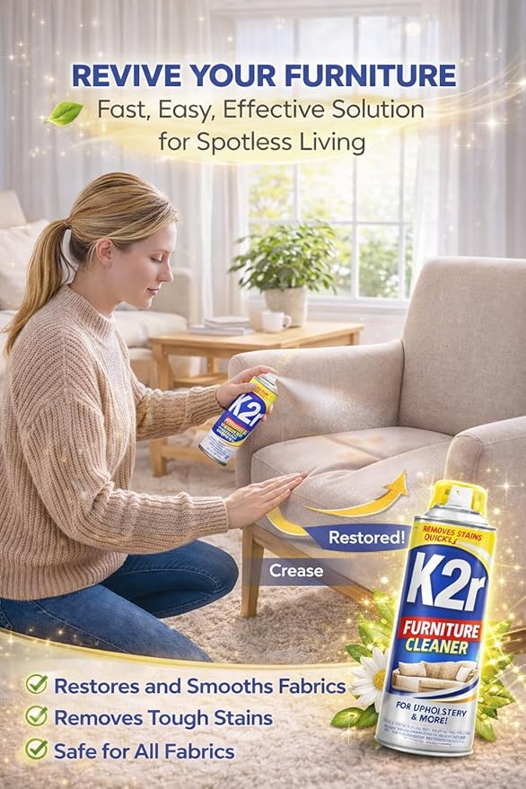 K2R SpotLifter Spot Remover Spray – Quick-Drying Stain Remover for Clothing Carpets Upholstery &amp Wallpaper – Built-In Brush Cap for No-Mess Touch-Ups – 10oz (1 1)