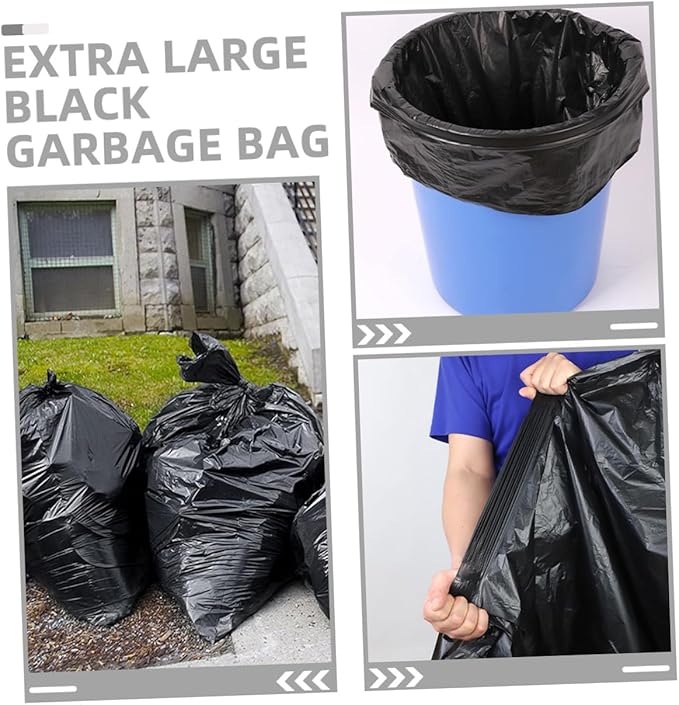 BETOOKY 50pcs Extra Large Black Garbage Bags 80x100cm Heavy Duty Trash Bags for Kitchen Commercial Outdoor Use Suitable for 100l Bins