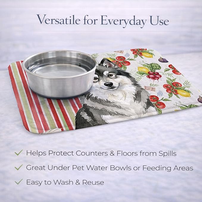 Caroline's Treasures Keeshond Vegetables Dish Drying Mat Absorbent Dish Drying Mat Pad for Kitchen Counter Dish Drainer Mat for Countertop 14 x 21 Multicolor