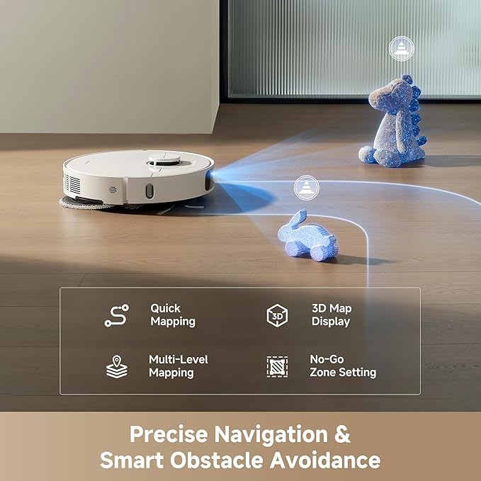 DREAME D30 Ultra Robot Vacuum and Mop 25000Pa Powerful Suction All-in-One Base Station with 100 Days Auto-Empty MopExtend Tech for Edge Cleaning Smart Obstacle Avoidance White