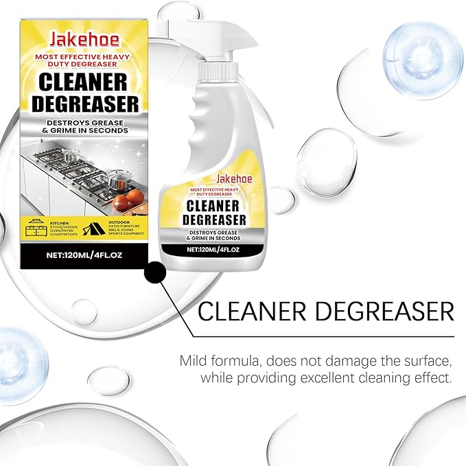 Heavy Duty Cleaner Degreaser 120ml/4 FL OZ Fast-Acting Kitchen &amp Outdoor Grease Remover Spray