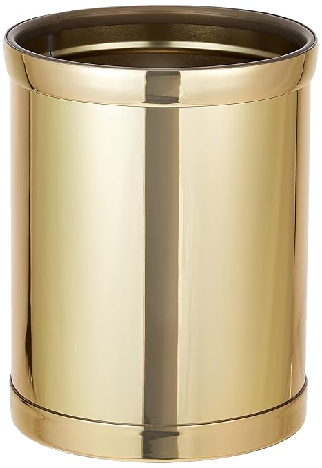 Kraftware Mylar Round Waste Basket 11 Polished Brass Color