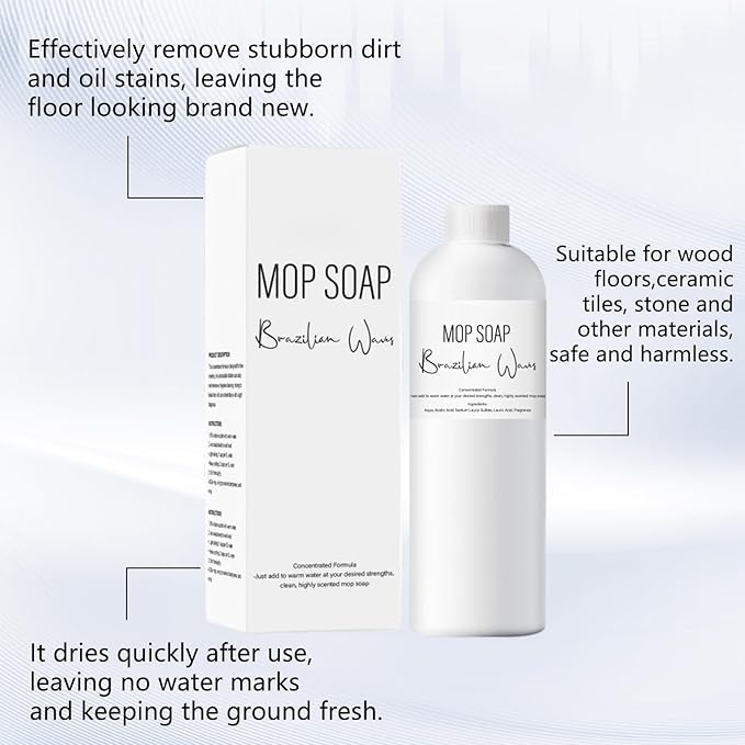 2Pcs Brazilian Waves Mop Soap New Mop Soap For Floor Cleaning Mop Soaps Brazilian Wave Multisurface Bathroom &amp Kitchen Cleaner Supplies (120ML)