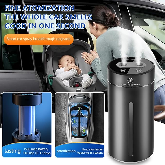 Smart Car Air FreshenerCar Air Freshener Diffuser with Humidifier Auto On/Off3 Mode Adjustable (Purple L)