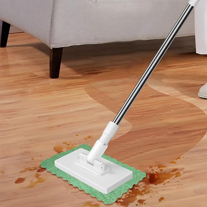 2025 Mop with Pressure Clamping System No Hand Washing One Button for Changing Automatic Clamping Cloth Floor Mop with Reusable Microfibre Cloths (White-8 Cloths)