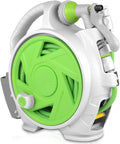 Garden Retractable Hose Reel Portable Simple Home Hose Reel 45+5 FT with 7 Patterns Spray Nozzle Wall Mounted and Any Length Lock for Garden Watering Car Washing Pet (Green)