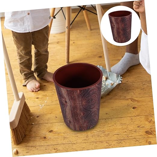 Zerodeko Retro Wood Grain Large Capacity Waste Basket for Home Kitchen Office and Bathroom and Stylish Trash Can with Easy Maintenance