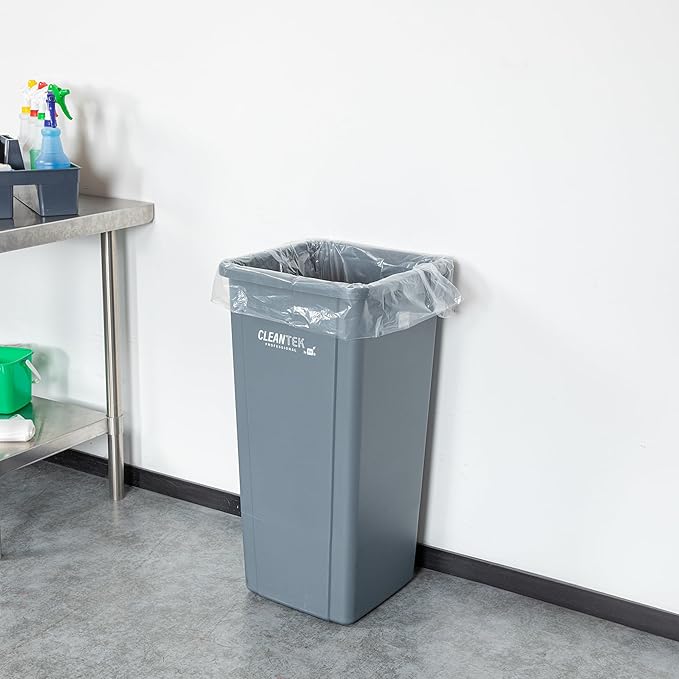 Restaurantware-RW Clean 33 Gallon Trash Bags 100 Medium-Duty Garbage Can Liners- Fits 33-39 Gallon Trash Cans Stretchable Clear Plastic Bin liners with Star Seal Bottom
