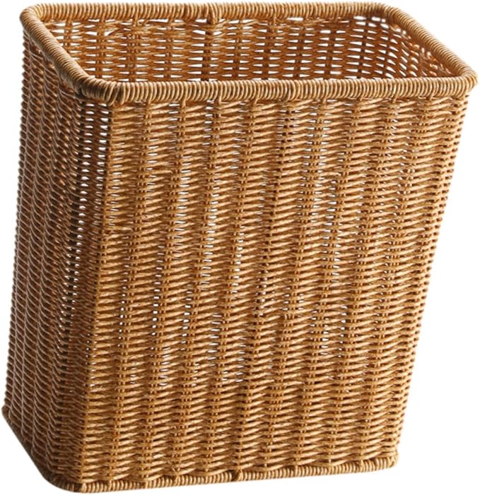 Yajuyi Trash Can Storage Basket Wastebasket Garbage Bin for Office Home Living Room Toilet Light Brown