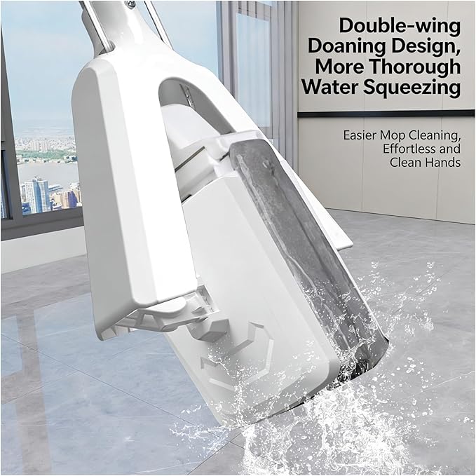 Squeezing Self-Draining Sponge Mop Water-Absorbing Roller Foam with Reusable Head Household Floor Cleaning Tool(Cover)