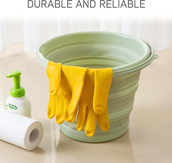 SIMPLEMADE Collapsible Bucket Cleaning Set - Includes 2 Foldable Buckets Spray Bottle Rag Scrubbing Brush and Sponge - Holds Up to 10 liters Easy Storage All-Purpose Cleaning Solution