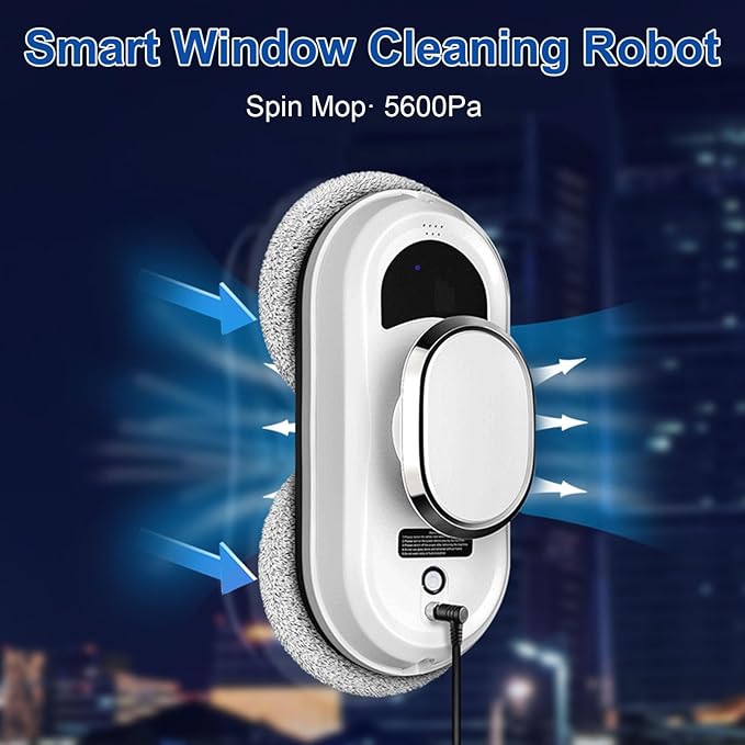 Window Cleaner Robot 5600Pa Strong Suction Window Automatic Cleaning Robot Smart Path Planning Powerful Dual Spinning Mop Remote Control Dual Safety Protection for Effortless Cleaning