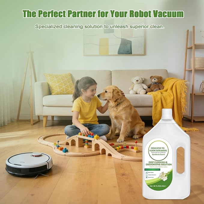 Floor Cleaning Solution Compatible with Tineco – 82 FL OZ Gardenia Floor Cleaner – Sweet Long-lasting Fragrance – For All Cordless Wet/Dry Vacuum Mop Cleaner &amp Robot Vacuums with Mopping