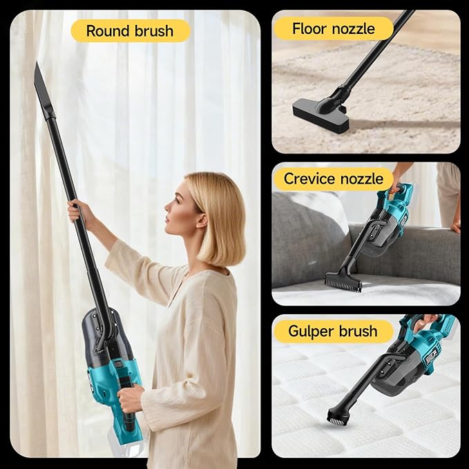Cordless Vacuum Cleaner for Makita 18V Battery 500W Handheld Vacuum Cleaner with Washable Filter Portable Stick Vacuum for Floor Carpet Car Hardwood Pet Hair Home(Battery Not Included)