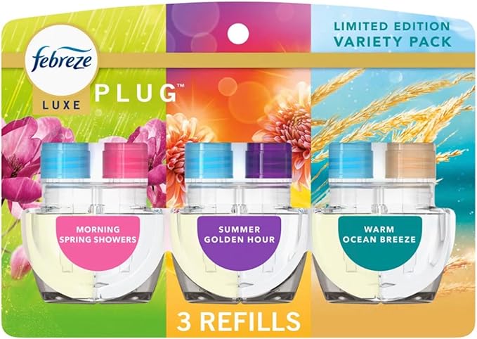 Febreeze Fall Winter Limited Edition Plug in Holiday Season Scented Refills 3 pack (Summer Nights)