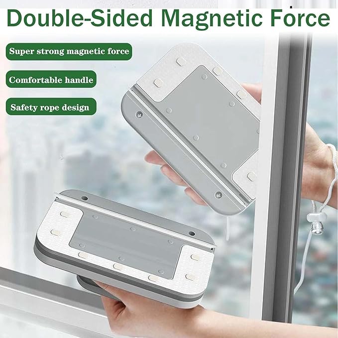 2026 Upgraded Magnetic Windshield Cleaner Tool Windshield Magnetic Car Window Cleaner Double-Sided Window Cleaner for Car &amp High-Rise Single/Double Layer Glass with 6 Cleaning Pads (15-26mm-A)