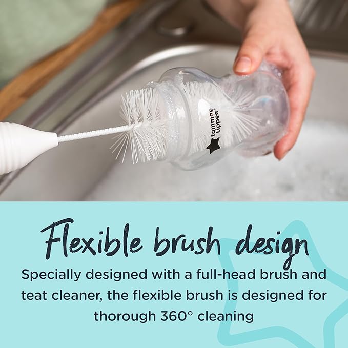 Tommee Tippee Essentials Bottle &amp Teat Brush - Orange Blue Or Pink