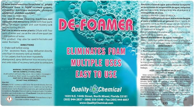 Quality Chemical Defoamer - Instantly removes foam from Hot Tubs or Cleaning Equipment - 128 oz (Pack of 4)