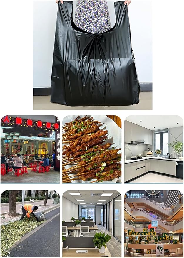 100 Counts Ultra Strong 8-10 Gallon Black Trash Bags 2 Mils Multi-Use Bin Liners Food Scrap Waste Tall Kitchen Garbage Bags for Home Office Kitchen (8-10Gallon)