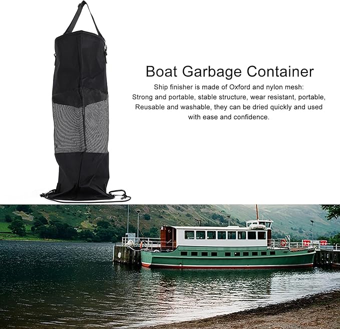 Boat Trash Bag Reusable Nylon Mesh with Lanyard Portable Garbage Container for Boat Storage Accessories Ideal for Outdoor and Seaside Use