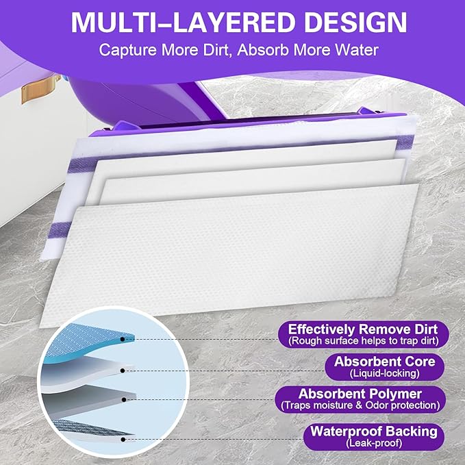 Mop Pads Refills Compatible with WetJet Mop Disposable Mop Pads for Hardwood Floors Tile Laminate &amp Multi-Surface Cleaning 100 Pack