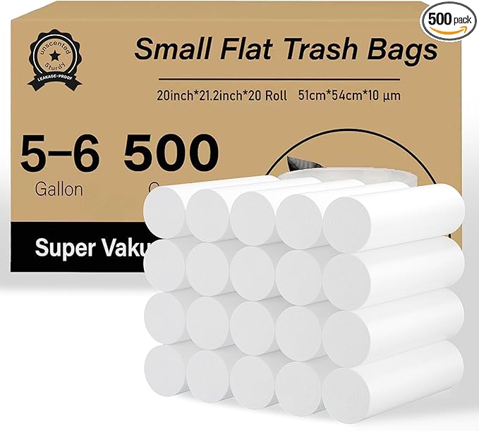 500 Count 5-6 Gallon Trash Bags Strong Small Garbage Bags Bathroom Trash Can Bin Liners Unscented White Wastebasket Liners for Kitchen Office Toilet and Bedroom Cleaning Supplies
