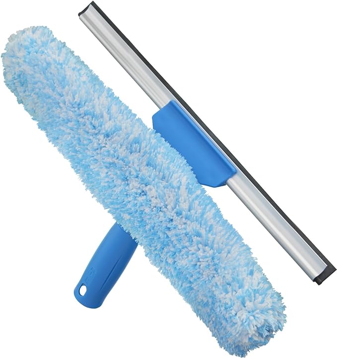 Unger Professional 14 Window Cleaning Tool: 2-in-1 Microfiber Scrubber and Squeegee &amp Professional Window Cleaner Scrubber Refill Sleeve 14