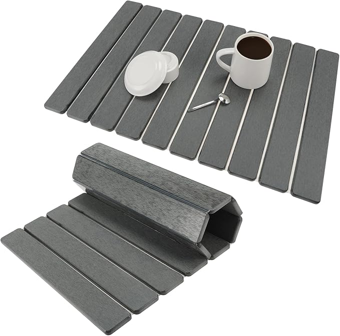 Dish Drying Mat Foldable Drying Mat for Kitchen with Non-Slip Pad &amp Sandpaper Draining Rack Sink Mat 23.6x15.4 Inch Dark Gray 1 Set