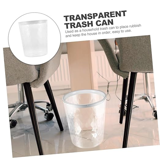Transparent Trash Wastebasket for Bathroom Bedroom Office Capacity Easy Disposal Stylish Design Garbage Container for Home Use