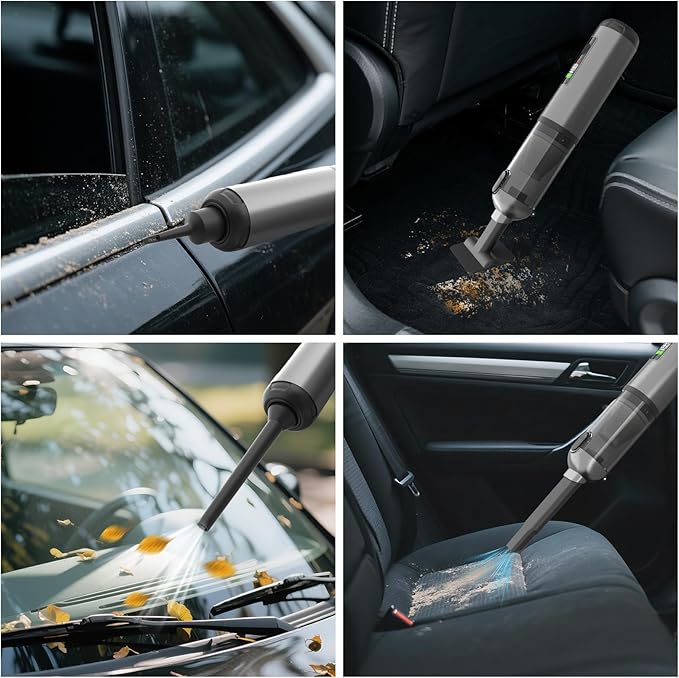 Cordless Car Vacuum Cleaner 22000Pa High Power Handheld Vacuum &amp Air Duster 4-in-1 Mini Portable Vacuum with LED Display 3 Modes USB-C Rechargeable for Car Home Pet Hair Camping