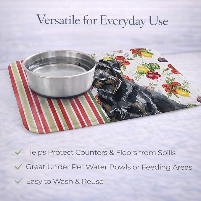Caroline's Treasures Black Russian Terrier Vegetables Dish Drying Mat Absorbent Dish Drying Mat Pad for Kitchen Counter Dish Drainer Mat for Countertop 14 x 21 Multicolor