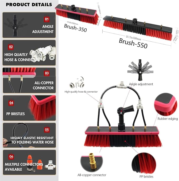 3.6-9m Window Cleaning Telescopic Rod Solar Panel Cleaning Telescopic Cleaner Greenhouse roof photovoltaic Panel Cleaning 5.4M/55cm Brush Head