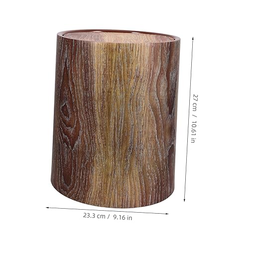 Kitchen Trash Can Swing Lid Imitation Wood Grain Design Capacity for Home Office and Bathroom Easy to Clean Wastebasket