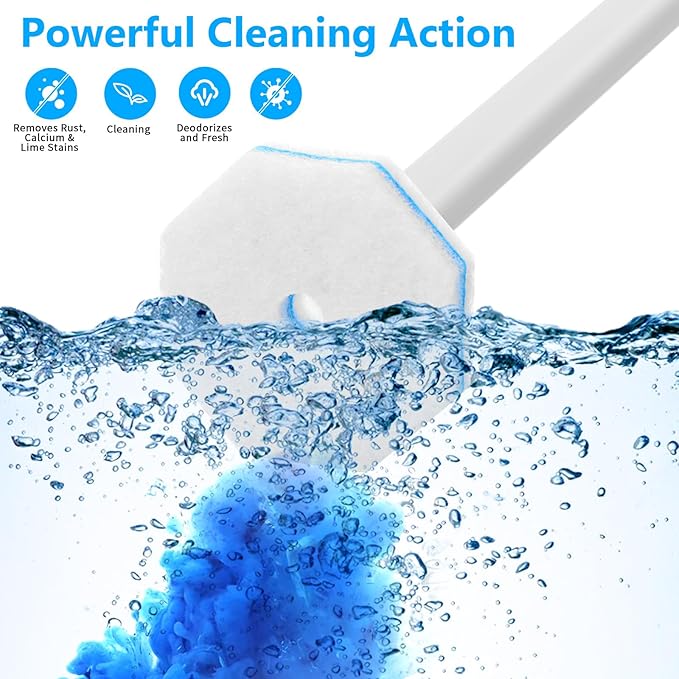 100 Pcs Toilet Wand Refills Disposable Toilet Brush Replacement Heads Disposable Sponge Refill Heads Household Cleaning Bathroom Cleaners Compatible with Most Toilet Brushes