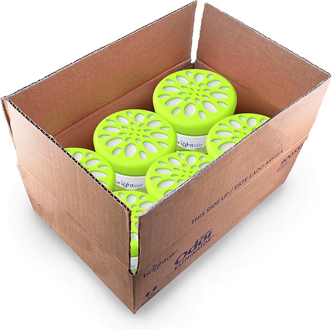 Bright Air 14 oz. Super Odor Eliminator For Medium-Size Spaces Zesty Lemon &amp Lime Scent Case of 6 Air Freshener Natural Essential Oils Lasts Up to 90 Days Each