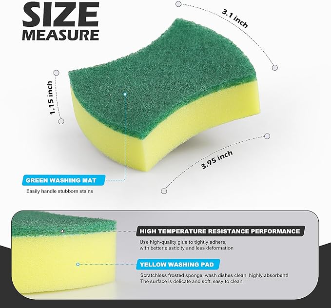 Kitchen Cleaning Sponges96 Pack Eco Non-Scratch for DishScrub Sponges.