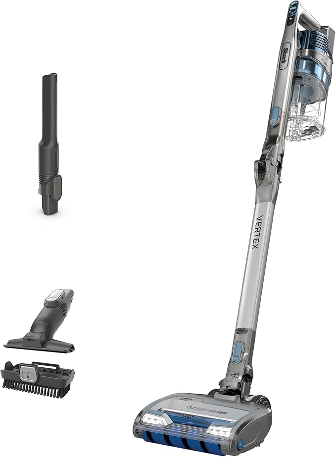 Shark IZ462H Vertex Ultra Lightweight Cordless Stick Vacuum with DuoClean PowerFins Crevice Pet Multi-Tool Anti-Allergen Brush Removable Handheld Flex 60 min Runtime Blue MultiFLEX