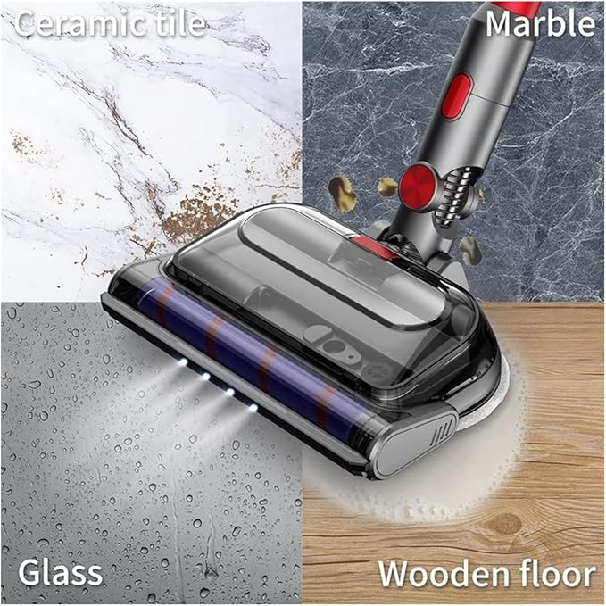 Electric Mop Head Compatible with Dyson V7 V8 V10 V11 V15 Vacuum Cleaner Mop Attachment with LED Headlights Water Reservoir