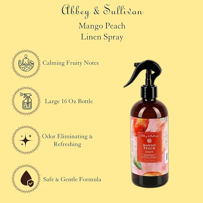 Abbey &amp Sullivan Linen Spray Mango Peach Fabric Freshener and Fragrance Room Spray Pack of 2 16 oz