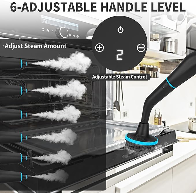2500W Portable Steamer for Cleaning Handheld Steam Cleaner for Home 6 Steam Levels 10s Heat-Up High Heat Steamer for Car Detailing Furniture Couch Bed Bugs House Windows (Black)