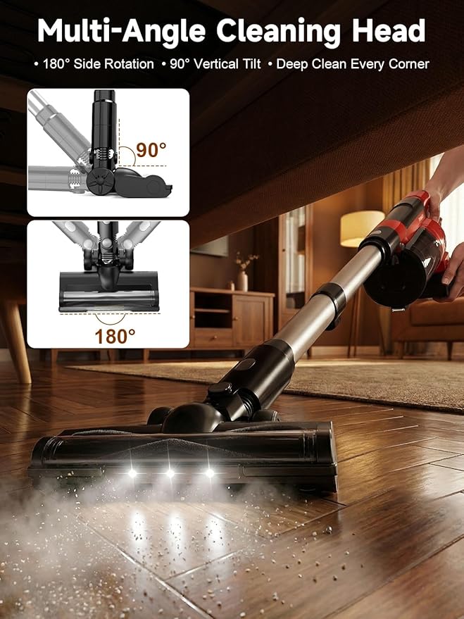 60KPa Cordless Vacuum Cleaner for Home 700W Pet Vacuum 70-Min Runtime Lightweight Rechargeable 8000mAh Dual Batteries 2L Dust Cup LED Display Anti-Tangle for Pet Hair Carpet &amp Hardwood Flo