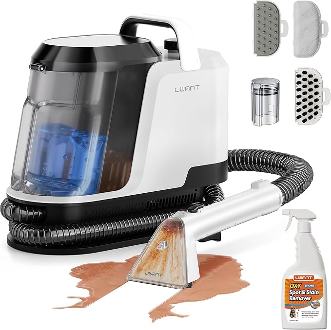 uwant Portable Carpet and Upholstery for Deep Cleaner 18Kpa Carpet Cleaner Machine for Cars Pets with Pet Pro Solution and Self Cleaning Set of 1 for Spot Rug Couch