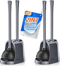 Toilet Plunger and Brush2 Pack Bowl Brush and Heavy Duty Toilet Plunger Set with Ventilated Holder 2-in-1 Toilet Brush and Plunger Combo for 5.3-inch Toilet DrainBathroom Cleaning