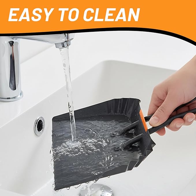 Heavy-Duty Black Metal Dustpan17Dust Pan with HandleLarge Dust PansIdeal for Industrial/Commercial/Indoor/Outdoor Professional Debris Collection &amp Home Cleaning (17inch_1PCS)