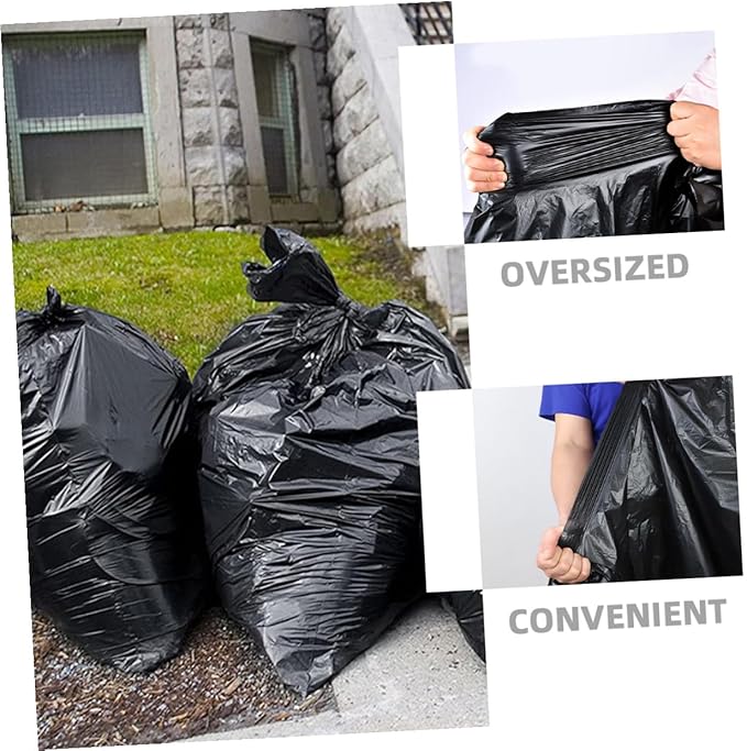50pcs Large Heavy Duty Trash Bags 80x100cm Contractor Garbage Bags for Outdoor Commercial Gardening and Household Use Fits 100l Bins Black Plastic Liners