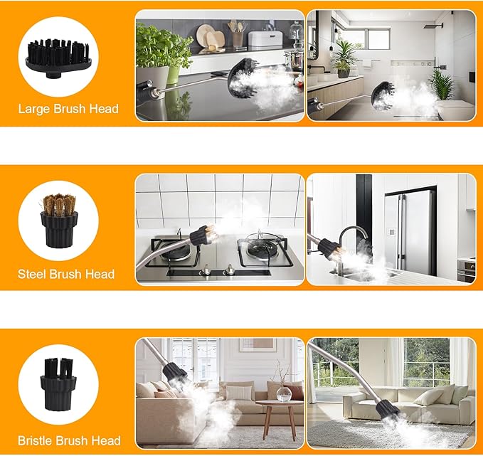 1800W Handheld Steam Cleaners for Home Use 4L Capacity High Temperature Fast Heating 5 Bar High Pressure Steamer Cleaner with Voice Prompt for Car Kitchen Air Conditioner Washing Machine