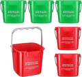 Roshtia 6 Pcs 3 Quart Cleaning Bucket Small Sanitizing Square Bucket Detergent Pail for Home Commercial Restaurant Kitchen Office School (Green Red)