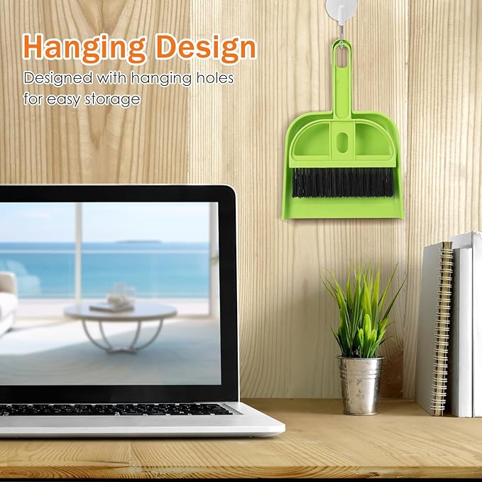 Healifty 24 Sets Mini Broom and Dustpan Set: Portable Desktop Cleaning Tools for Desk Keyboard Pet Hair - Small Hand Broom with Dust Shovel for Home Office