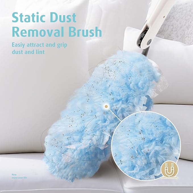 30 Count Heavy Duty Duster Refills with 3 ft Extendable Handle Starter Kit Compatible with Swiffer Disposable Microfiber Feather Dusters for Cleaning Home